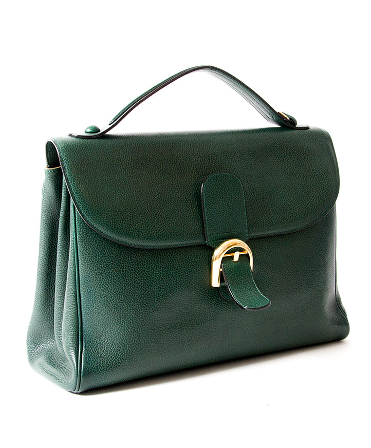 Buy Delvaux Belgian briefcase in forest green with gold clasp for the best price, safe and easy