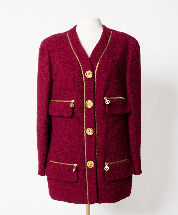 achter enligne pour le meilleur prix occasion authentic chanel vest blanche seconde main www.labellov.com. Chanel Burgundy Wool Zipper Jacket.