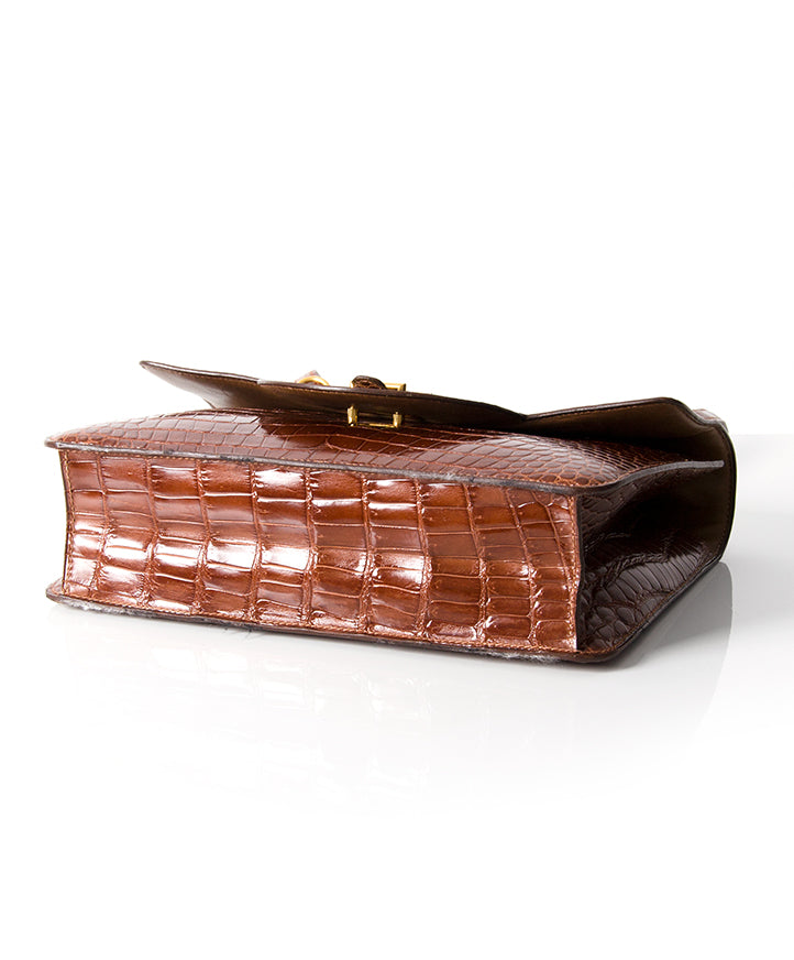 koop 2dehands Hermes Sandrine bruin croco aan de beste prijs tweedehands