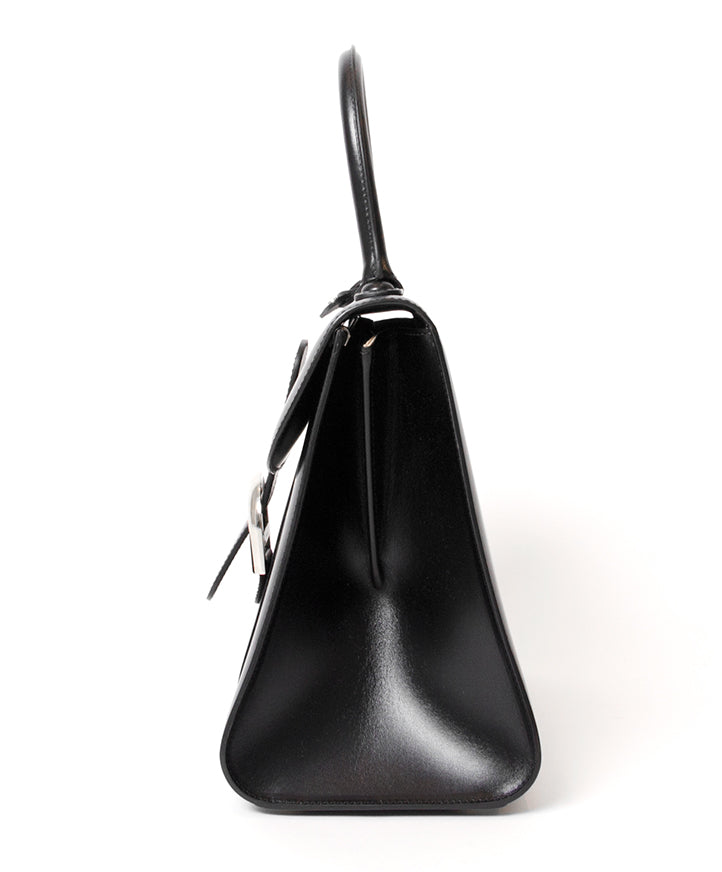 Delvaux Brillant Black Box Calf SHW MM With Strap. 100% echte tweedehands donker bruine delvaux brillant perfecte condition , online webshop Labellov