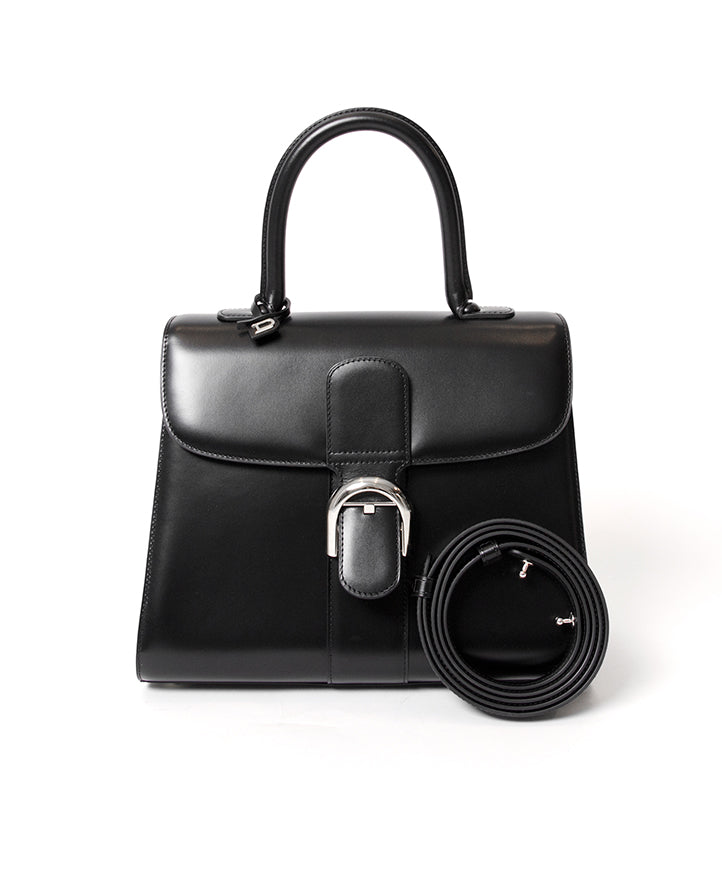 Delvaux Brillant Black Box Calf SHW MM With Strap
