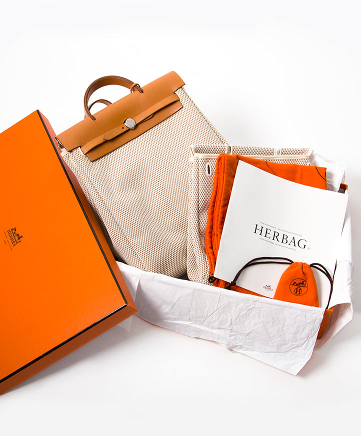 Hermès Herbag Canvas Gold authentic secondhand safe online shopping webshop fashion style LabelLOV Antwerp Belgium high end luxury labels brand designer