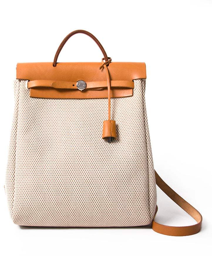 Hermès Herbag Canvas Gold authentic secondhand safe online shopping webshop fashion style LabelLOV Antwerp Belgium high end luxury labels brand designer