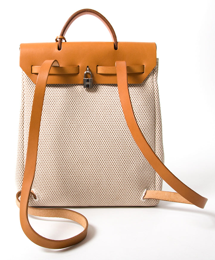 Hermès Herbag Canvas Gold tweedehands authentiek veilig online shoppen winkelen mode stijl LabelLOV Antwerpen België designer ontwerper luxe luxemerken