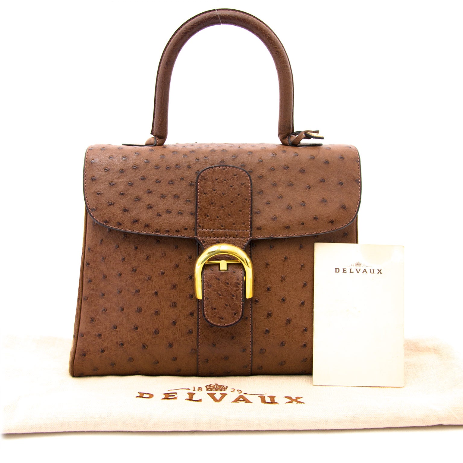 Acheter en ligne chez labellov.com Delvaux brillant mm Ostrich Tabac