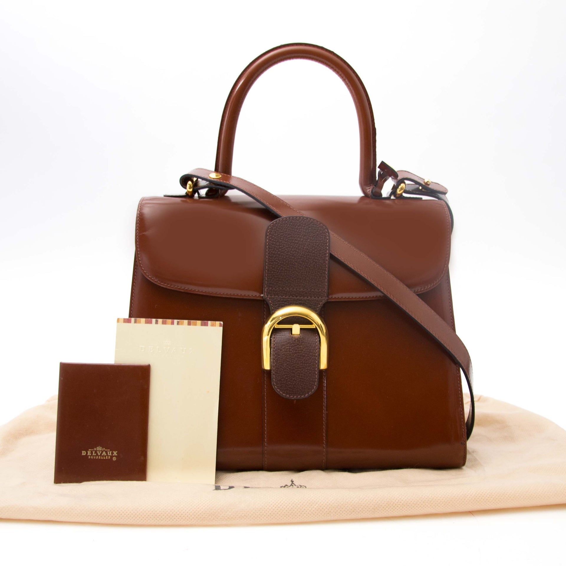 Delvaux Brillant MM Bicolor Dark Brown - Marron + strap