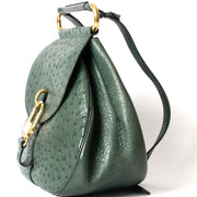Delvaux Green Ostrich 'Cerceau' Bag in ostrich leather with gold hardware at Labellov Antwerpen