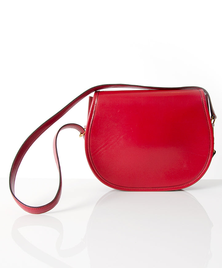koop veilig online Hermes vintage rode schoudertas als nieuw beste prijs 2dehands designer tassen