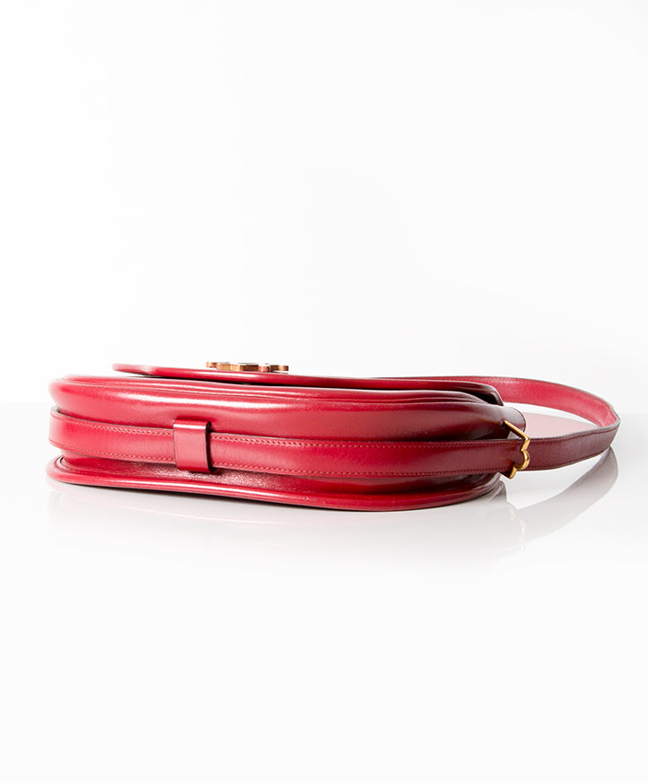 koop veilig online Hermes vintage rode schoudertas als nieuw beste prijs 2dehands designer tassen