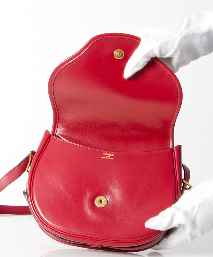 buy safe online secondhand designer vintage hermes rouge round shoulderbag