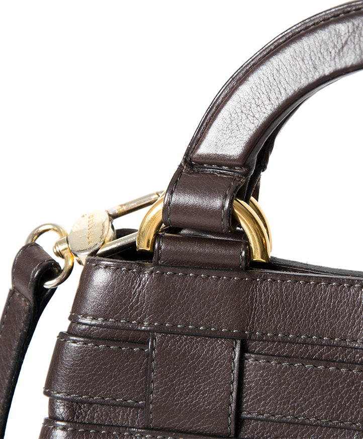 Preloved Delvaux Brown Tote Bag with Shoulder Strap in perfect condition at Labellov Antwerp