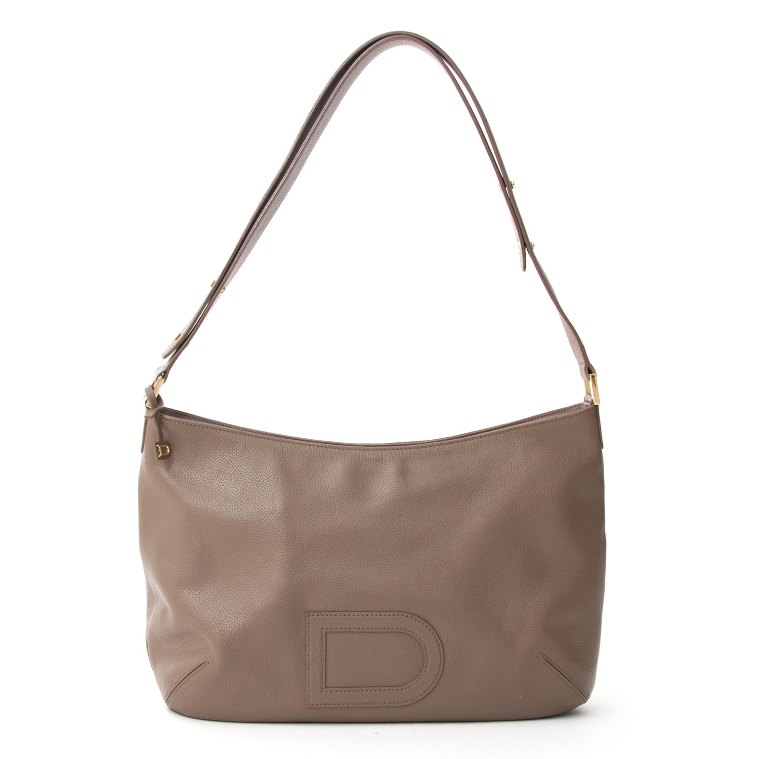 Delvaux Louise 'D' Hobo Bag Taupe vintage designer pre-owned hobo shoulder bag taupe