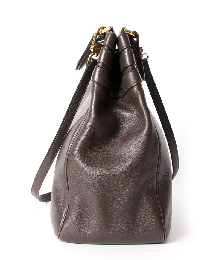 Luxe Delvaux Brown Tote Bag with Shoulder Strap handtas bij Labellov voor de beste prijs
