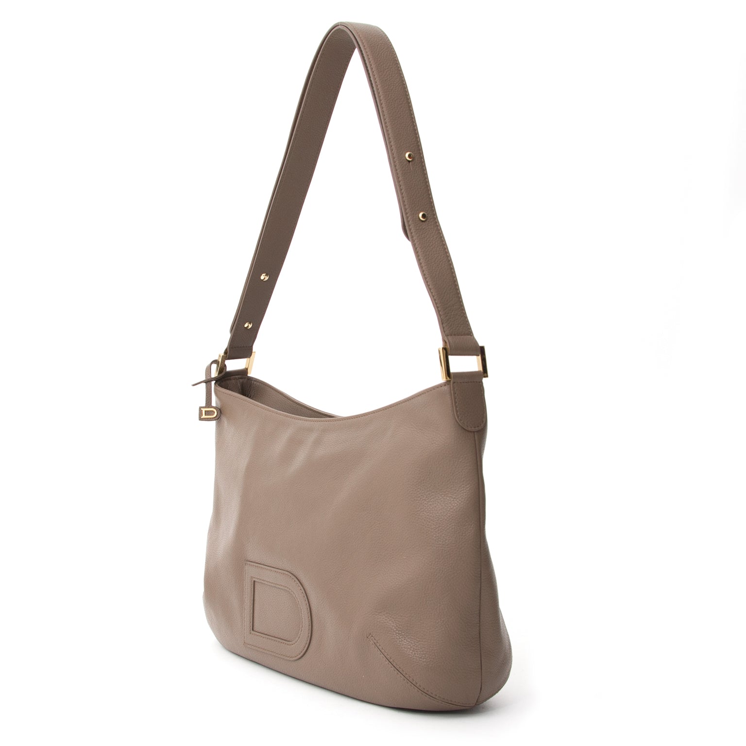 Delvaux Louise 'D' Hobo Bag Taupe seconde main delvaux sac à épaule 'D' louise en cuir taupe