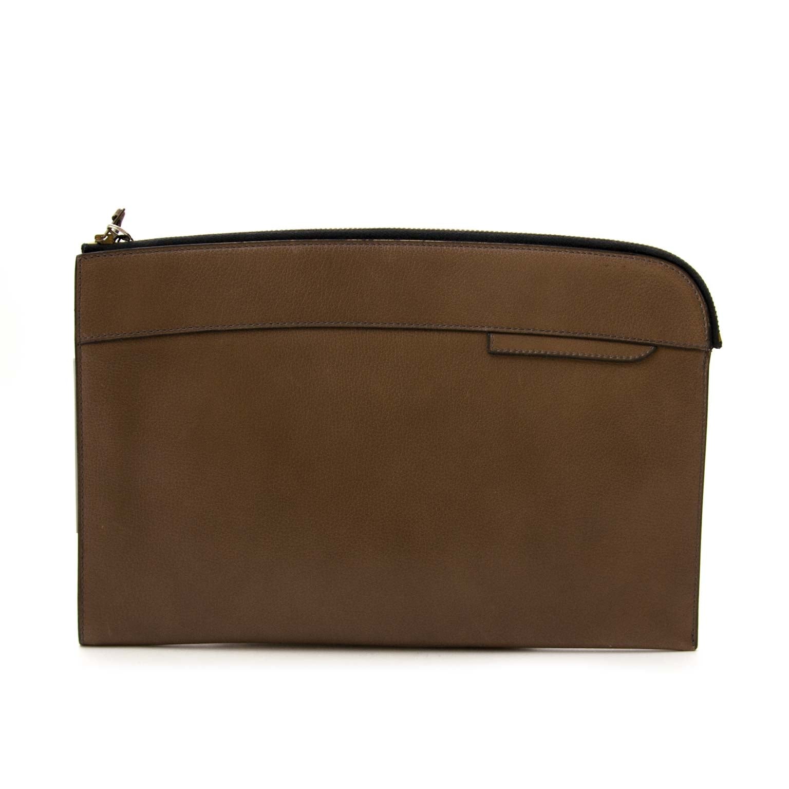 Delvaux Taupe Leren Clutch