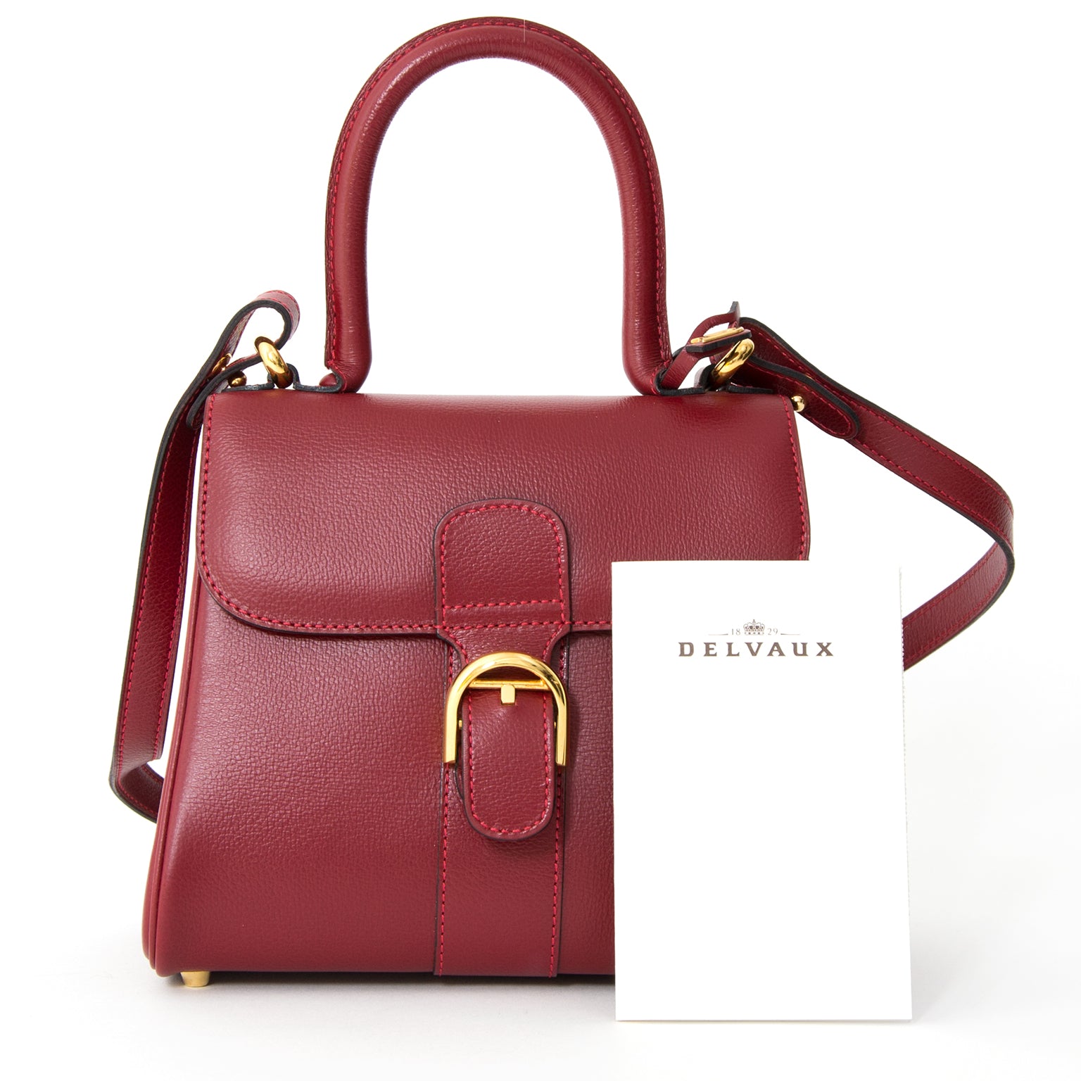 koop veilig online net als nieuw Delvaux Brillant pm rood aan de beste prijs