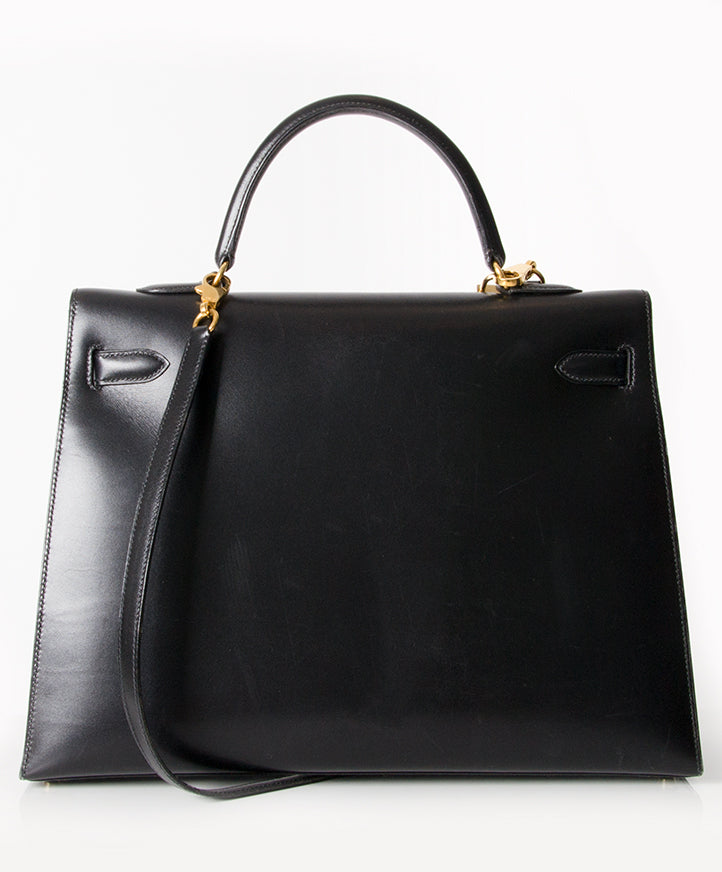 Hermès Black Kelly Bag authentiek tweede stjil mode