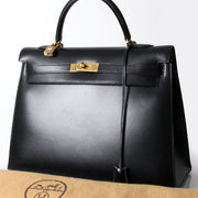 Hermès Black Kelly Bag secondhand authentic designer luxury bags high-end labels online safe shopping webshop Antwerp Belgium LabelLOV fashion style