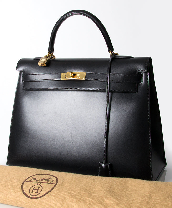 Hermès Black Kelly Bag secondhand authentic designer luxury bags high-end labels online safe shopping webshop Antwerp Belgium LabelLOV fashion style