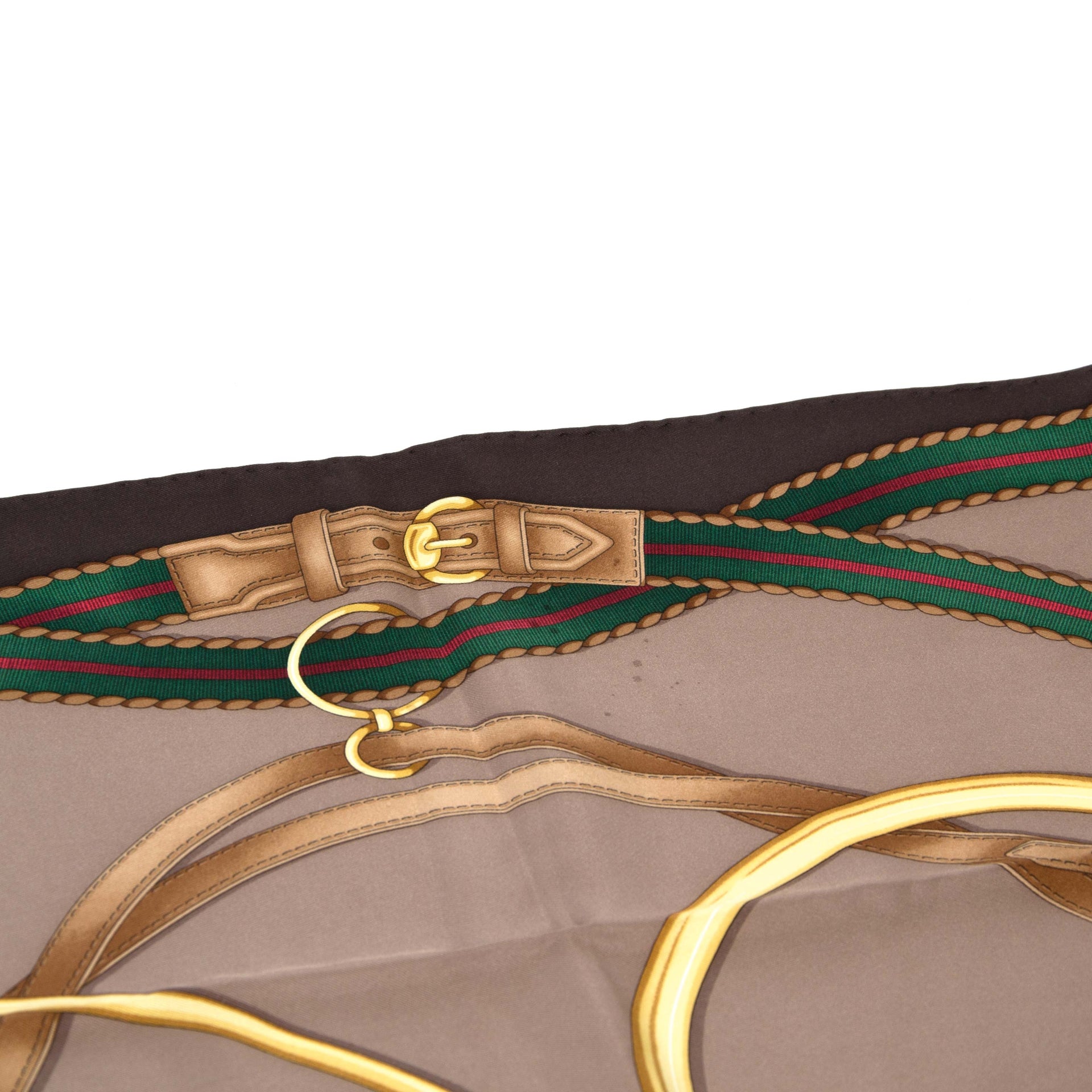 gucci brown horsebit scarf at labellov vintage fashion webshop belgium
