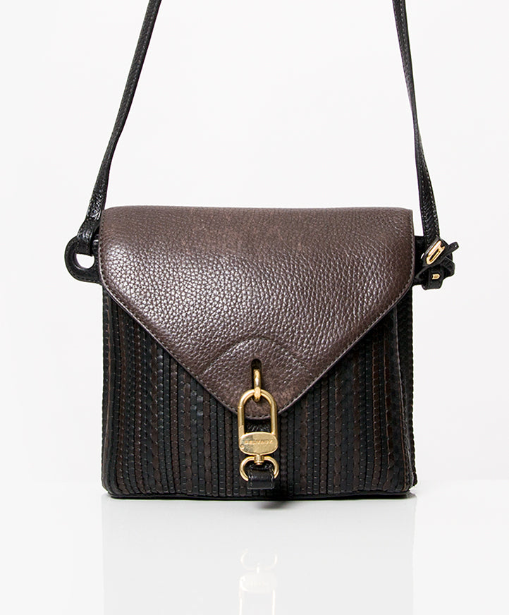 Delvaux donker bruine vintage schoudertas online 2dehands kopen aan de beste prijs Belgie