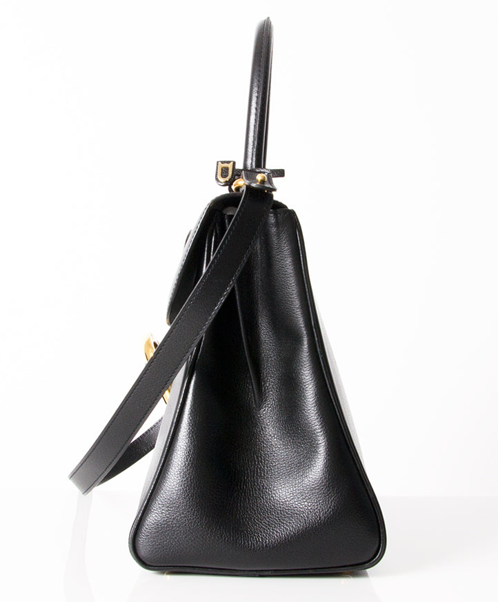 Delvaux Black Brillant MM with Strap second hand authentic safe online shopping webshop LabelLOV Belgium Antwerp luxury brands bags high-end labels designer fashion