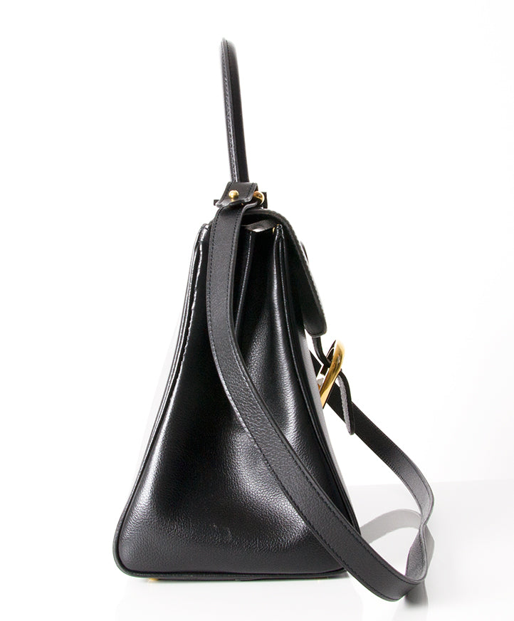 Delvaux Black Brillant MM with Strap second hand authentic safe online shopping webshop LabelLOV Belgium Antwerp luxury brands bags high-end labels designer fashion