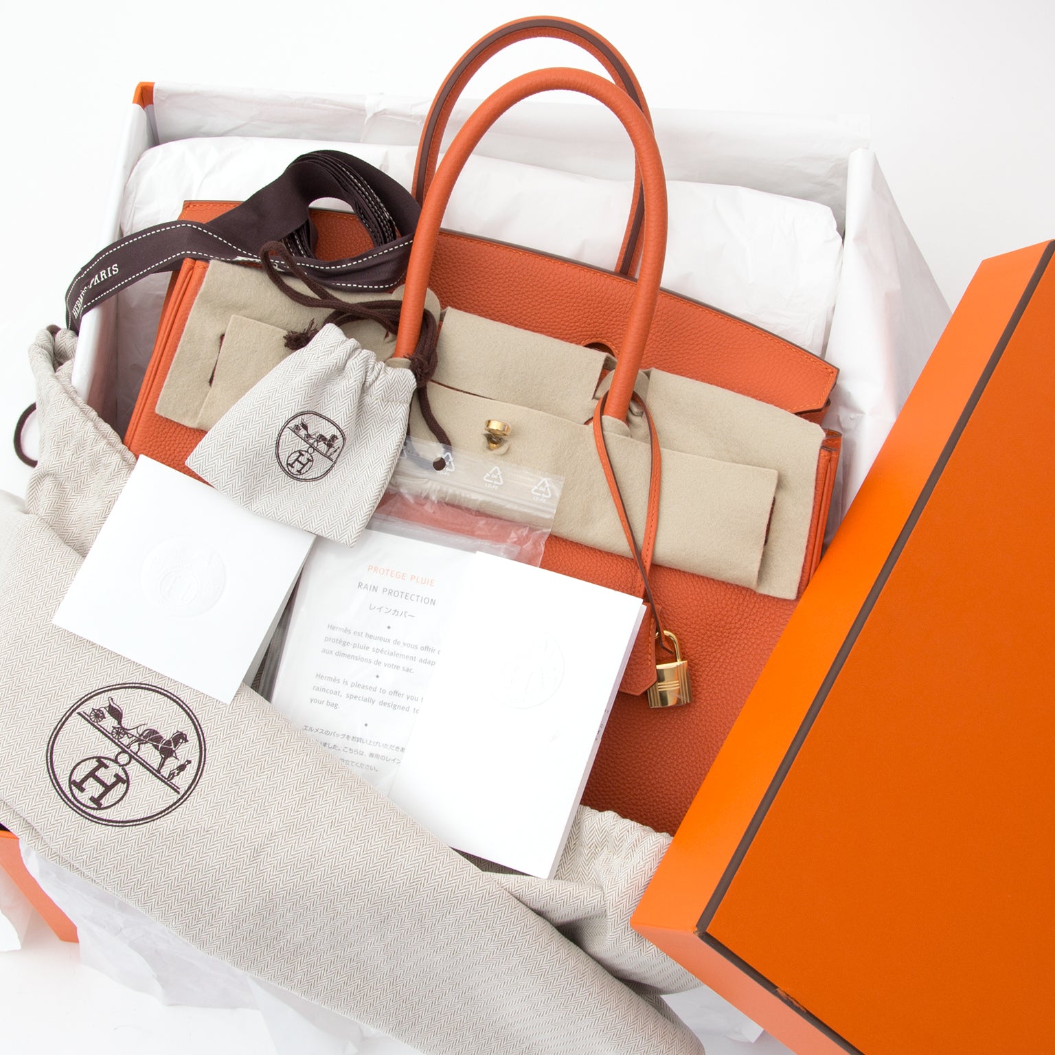 2dehands handtas Hermes Birkin 35 Orange H Togo meteen leverbaar enkel 100% authentiek
