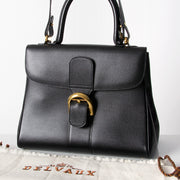 Delvaux Black Brillant MM with Strap second hand authentic safe online shopping webshop LabelLOV Belgium Antwerp luxury brands bags high-end labels designer fashion