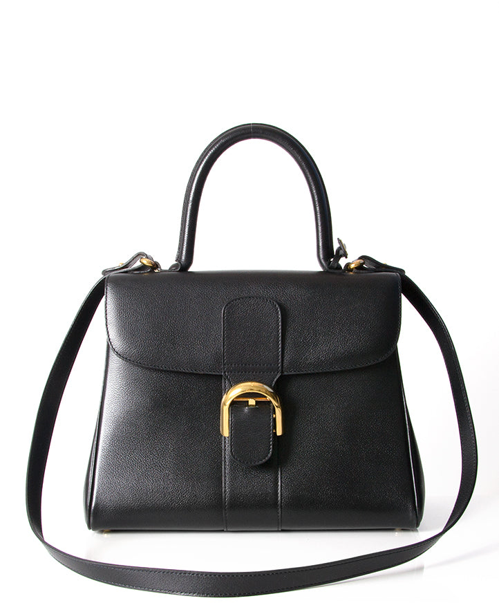 Delvaux Black Brillant MM with Strap seconde main authentique en ligne shopping webshop Anvers Belgique LabelLOV luxe marques designer fashion style sacs