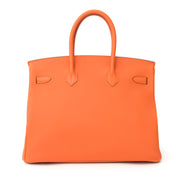2dehands handtas Hermes Birkin 35 Orange H Togo meteen leverbaar enkel 100% authentiek