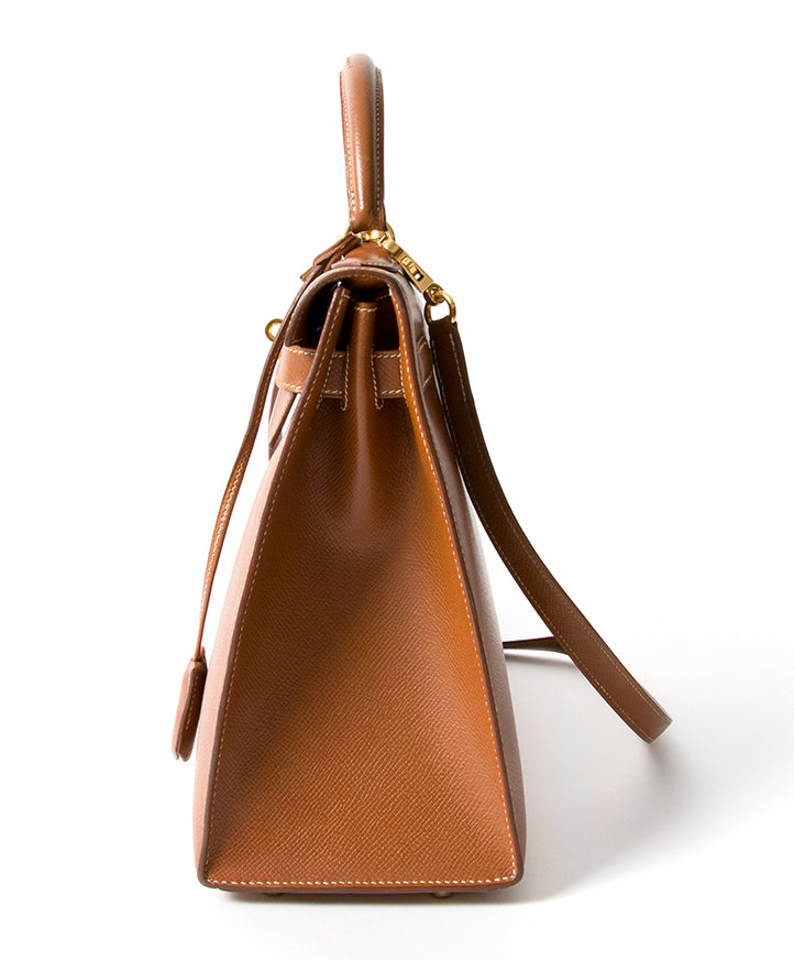 koop veilig en snel online tweedehands Hermes Kelly 32 goud net als nieuw beste prijs 100% echt