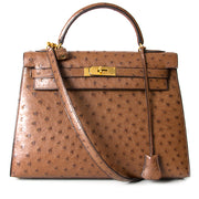 Hermès Kelly Bag Ostrich GHW With Strap 2de hands 32 net als nieuw 100% echt labellov belgie, Antwerpen