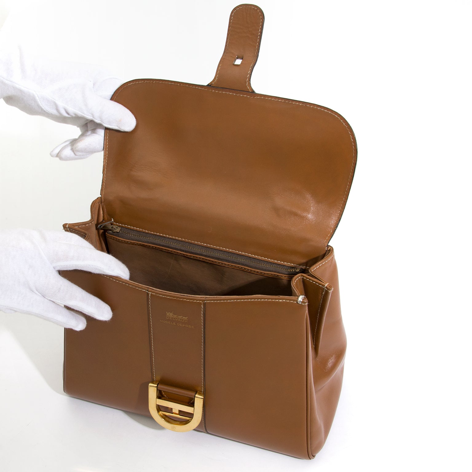 Delvaux Brillant MM Cognac tweedehands delvaux handtassen te koop online