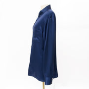 Chanel Navy Blue Silk Blouse seconde main chanel chemise en soie blue marine