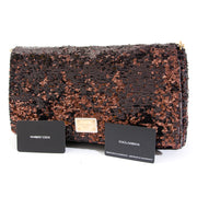 Dolce & Gabbana Brown Sequins Miss Charles The brown Dolce & Gabbana Miss Charles Flap Sequined with jeweled strap shoulder bag is the perfect item for your Christmas holidays. Elegance on top with a touch of craziness, no better way to fulfill your outfi