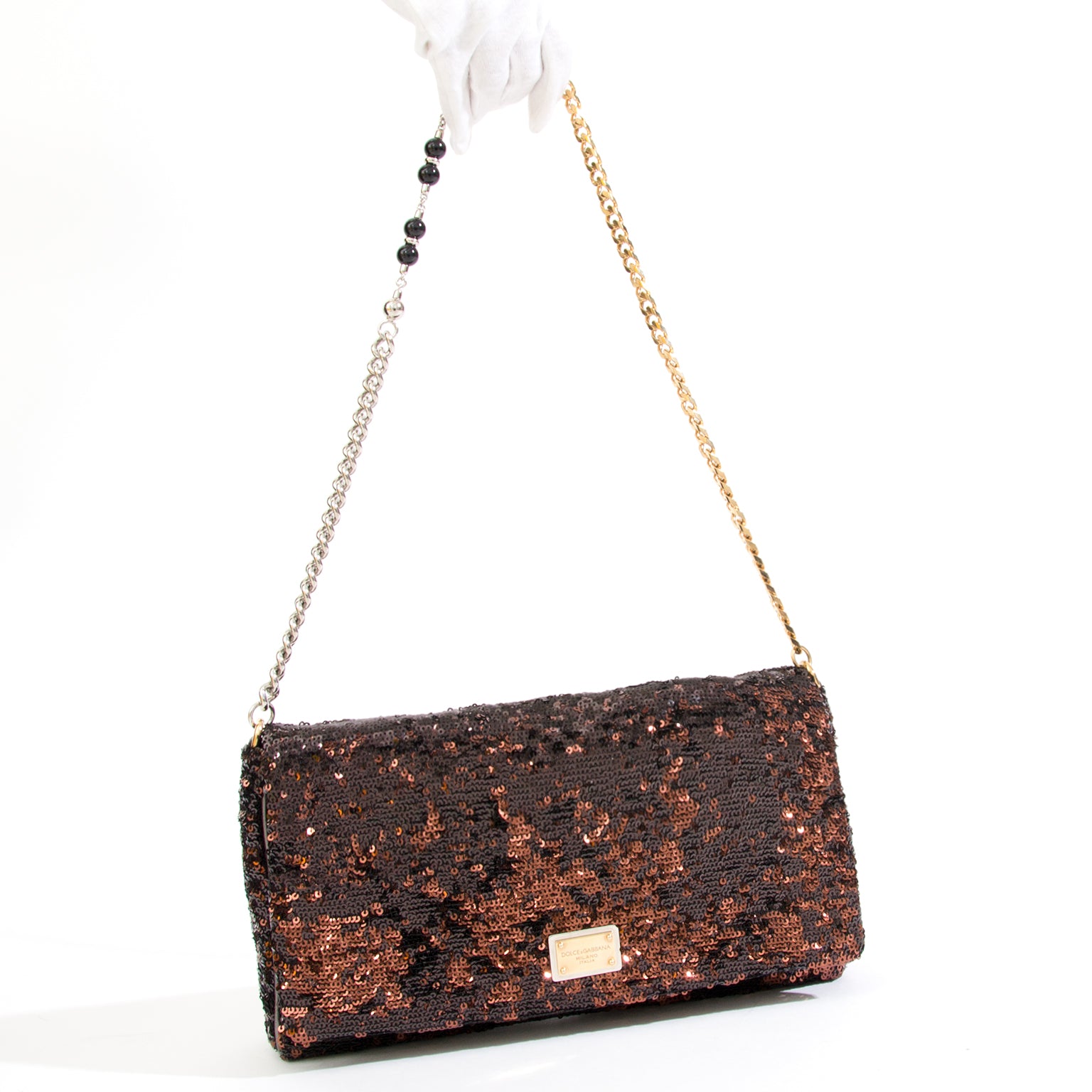Dolce & Gabbana Brown Sequins Miss Charles