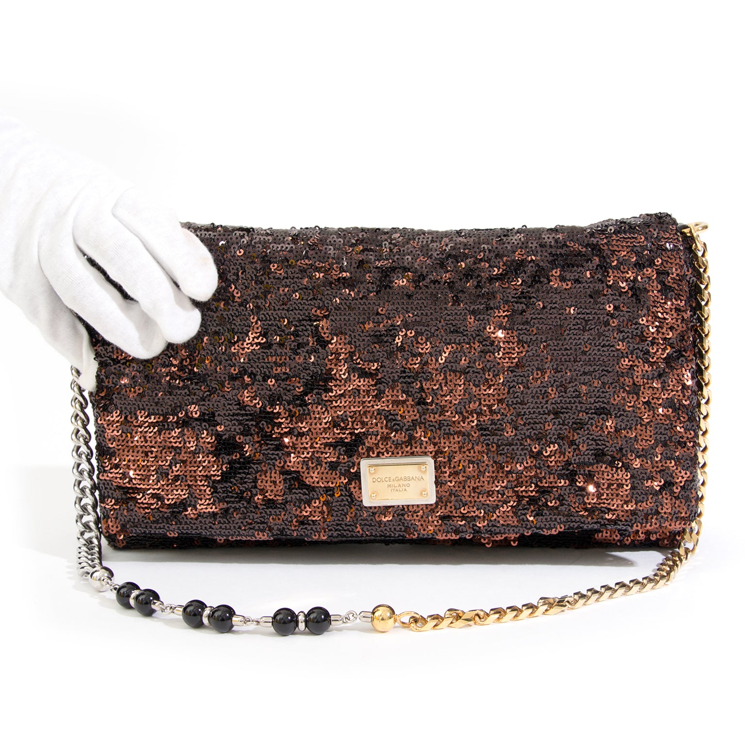 Dolce & Gabbana Brown Sequins Miss Charles