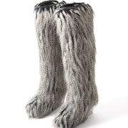 Chanel Grey Faux-fur Yeti Boots tweedehands authentiek veilig online shoppen winkelen mode stijl LabelLOV Antwerpen België designer ontwerper luxe luxemerken