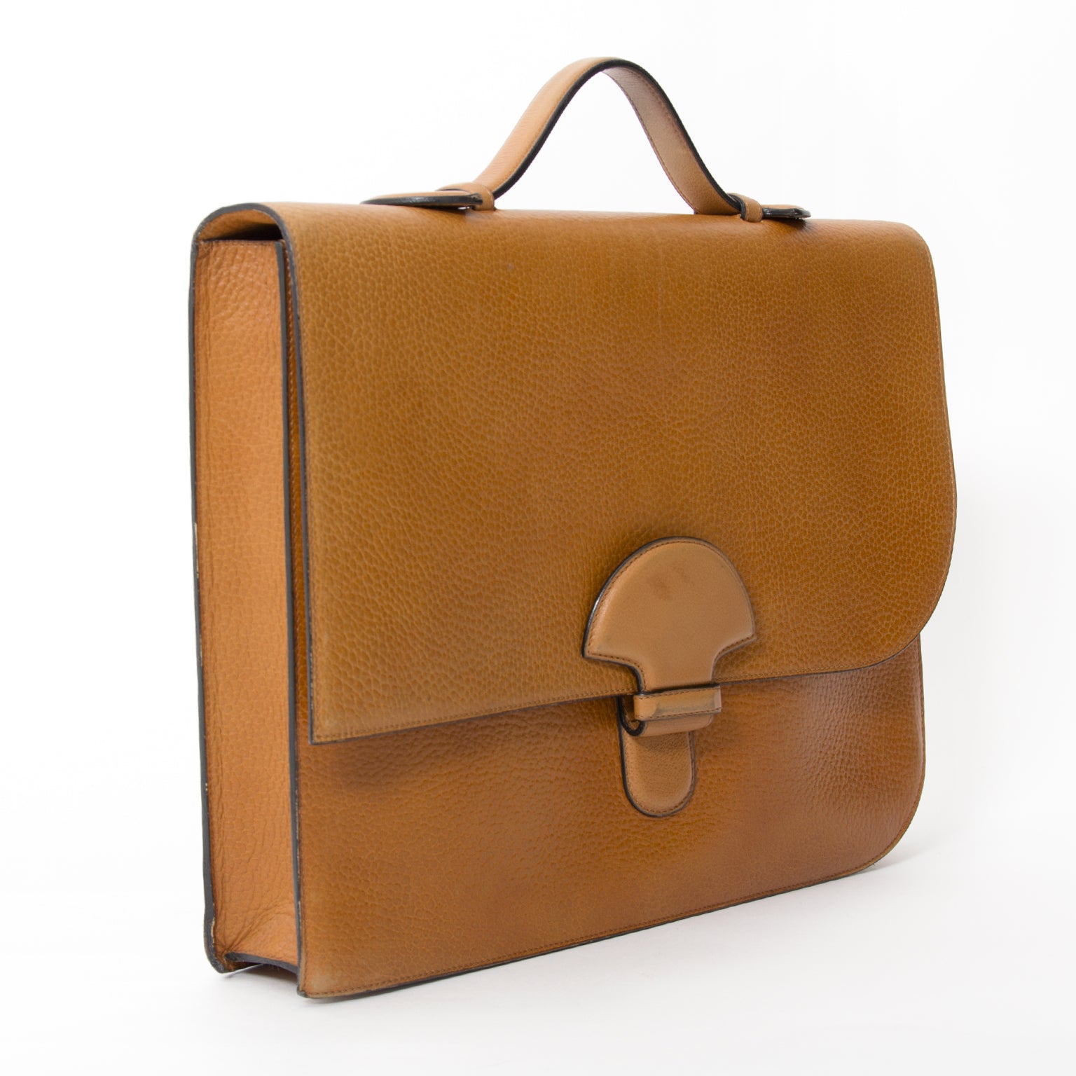 shop safe online worldwide shipping real rea luxury vintage Delvaux Cognac Briefcase