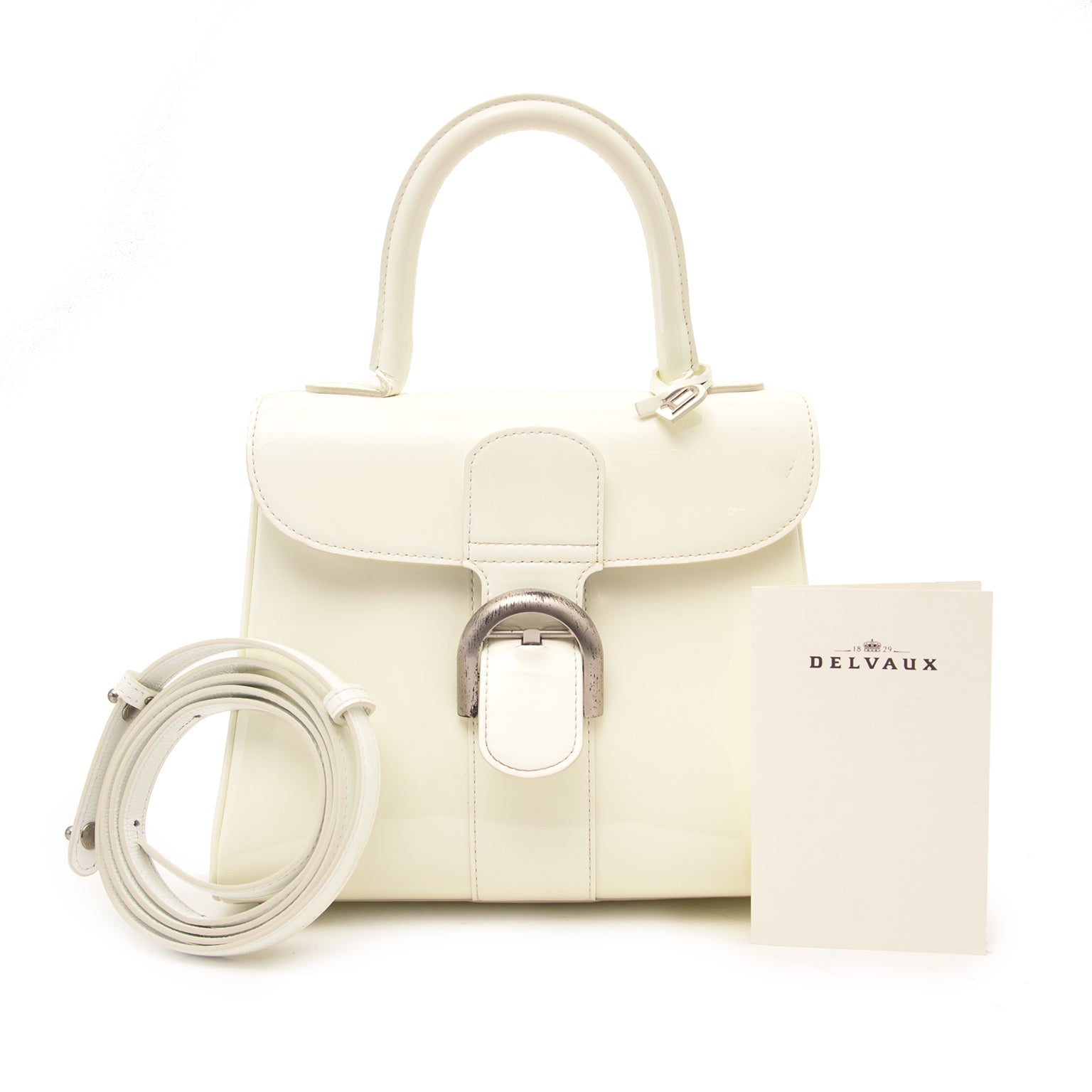Delvaux White Patent Leather Brillant PM + Strap