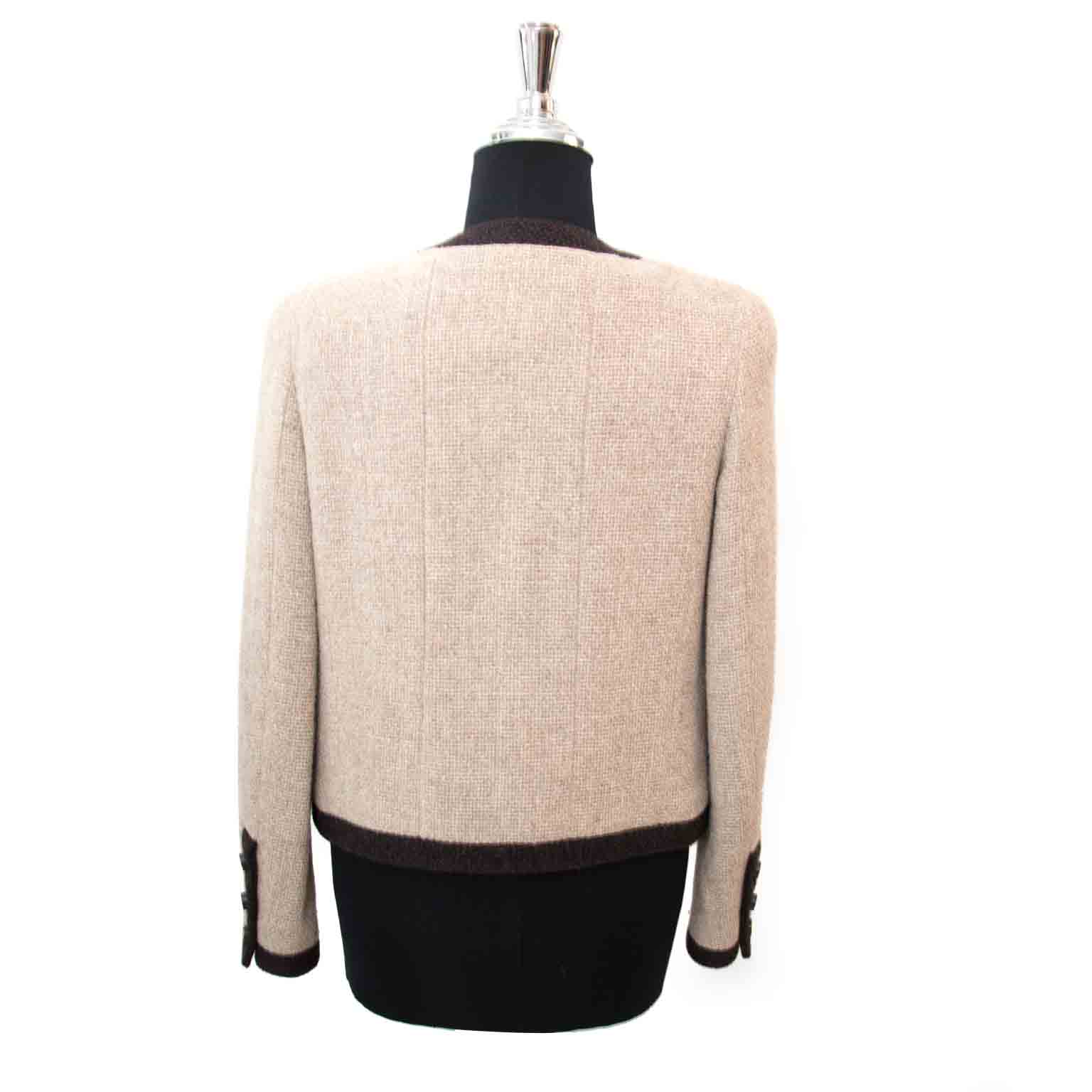 Chanel Woolen Beige - Brown Jacket Size 36 at the best price 2017