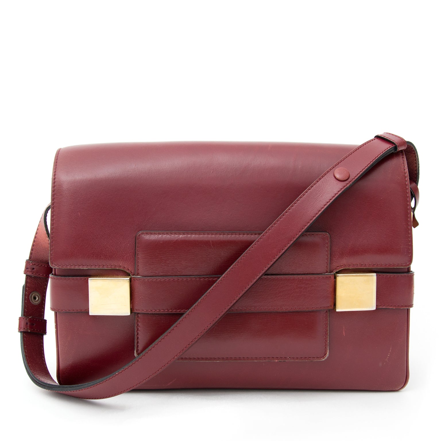Delvaux Burgundy Madame Shoulder Bag secondhand authentic safe online shopping webshop fashion style Antwerp Belgium LabelLOV designer high end luxury labels brands