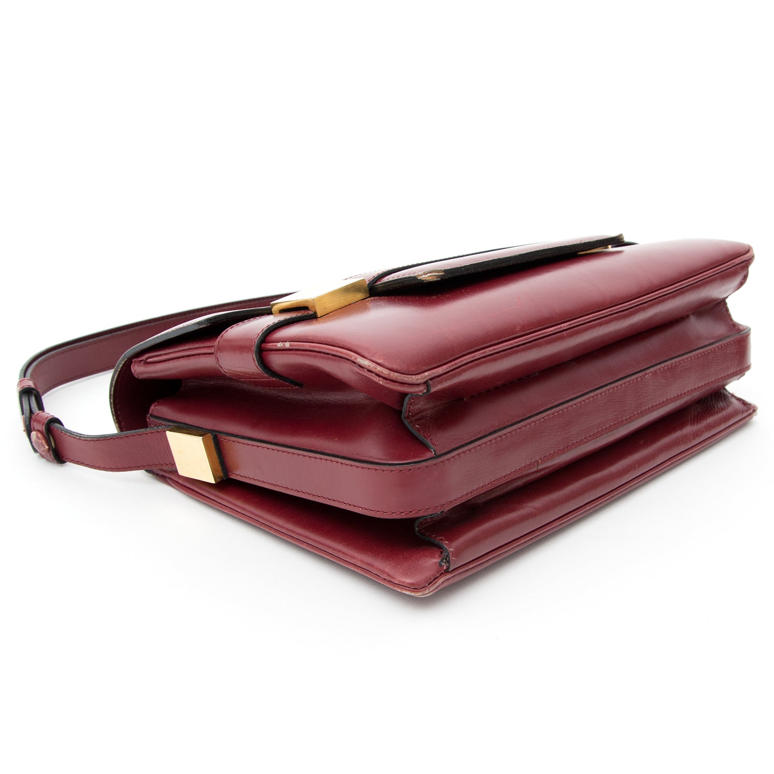 Delvaux Burgundy Madame Shoulder Bag secondhand authentic safe online shopping webshop fashion style Antwerp Belgium LabelLOV designer high end luxury labels brands