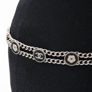 Chanel Aged Silver-tone Enamel Coin Logo Link Belt seconde main authentique en ligne shopping en vogue style mode designer marques luxe webshop LabelLOV Anvers Belgique