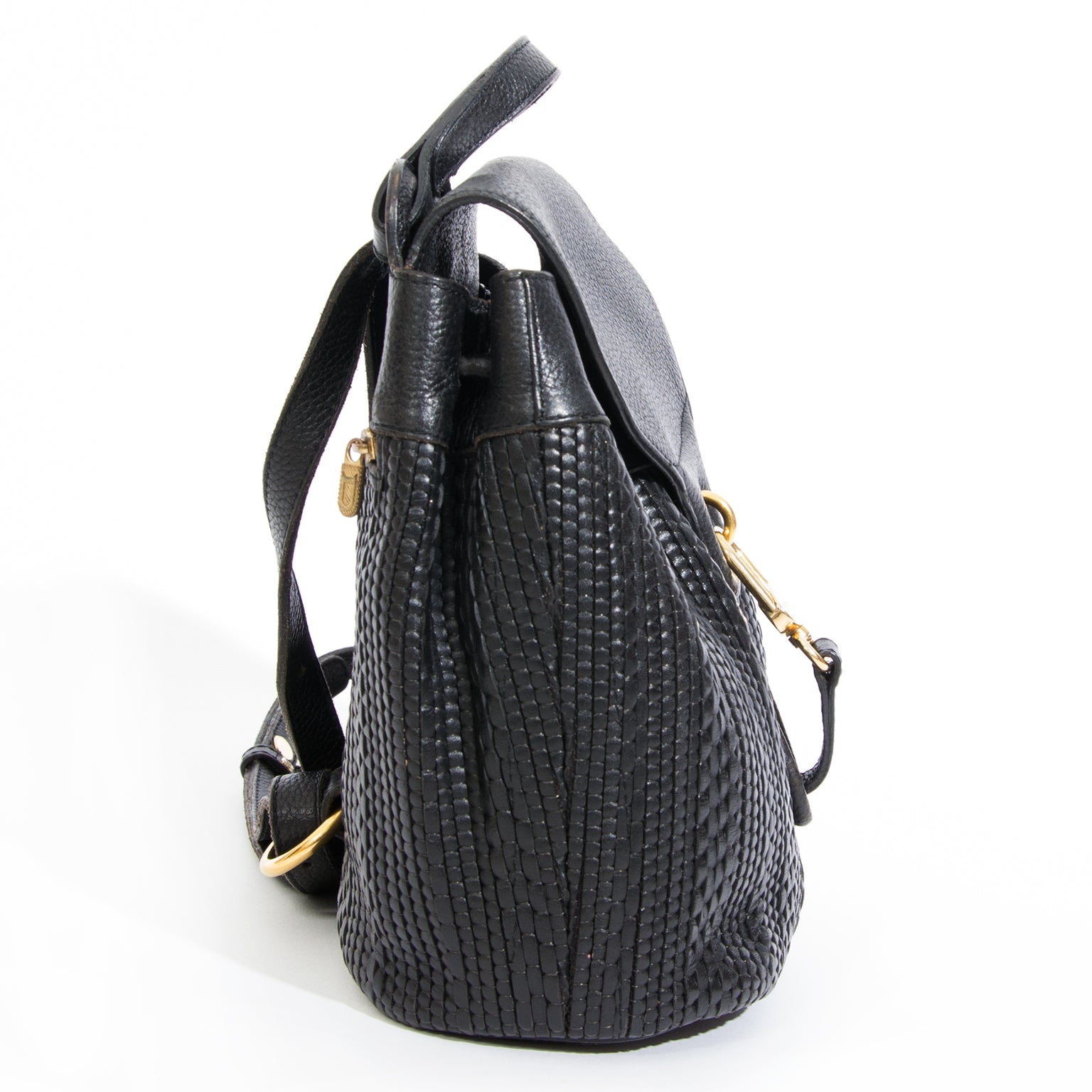 Delvaux Toile Cuir Backpack Black worldwide shipping secodnhand preowned designer fashion handbags