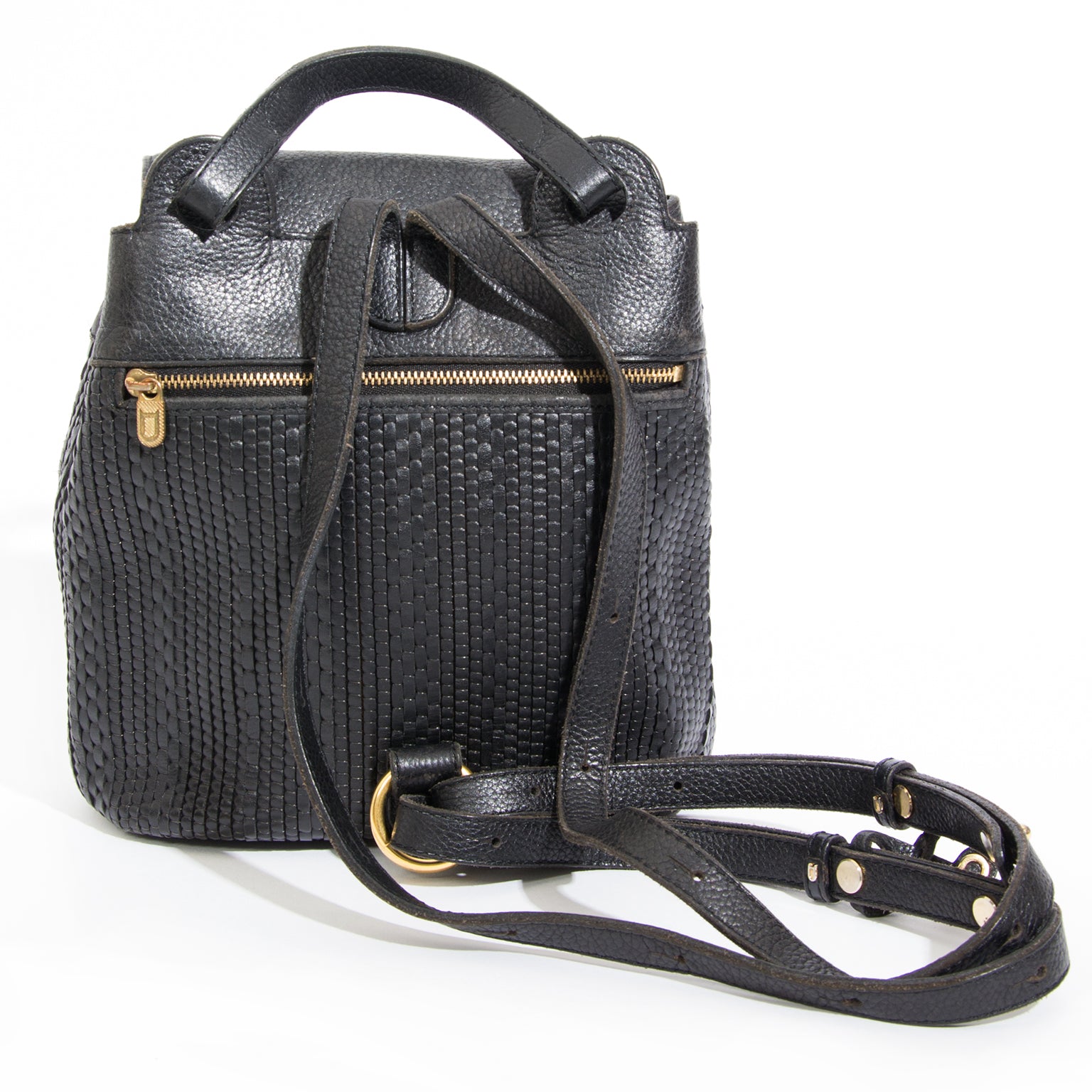 Delvaux Toile Cuir Backpack Black tweedehands designer handtassen te koop lage prijzen labellov