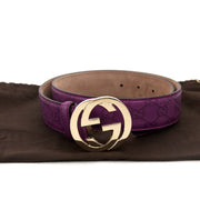 gucci purple monogram interlocking g belt now for sale at labellov vintage fashion webshop belgium