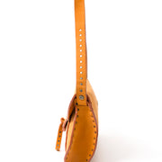 Céline Ochre Suede Studded Saddle Bag authentic secondhand safe online shopping fashion LabelLOV Antwerp webshop Belgium designer labels it-bags brands luxury brands high end