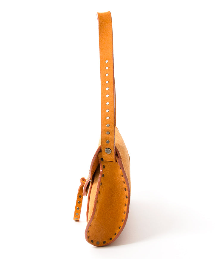 Céline Ochre Suede Studded Saddle Bag authentic secondhand safe online shopping fashion LabelLOV Antwerp webshop Belgium designer labels it-bags brands luxury brands high end